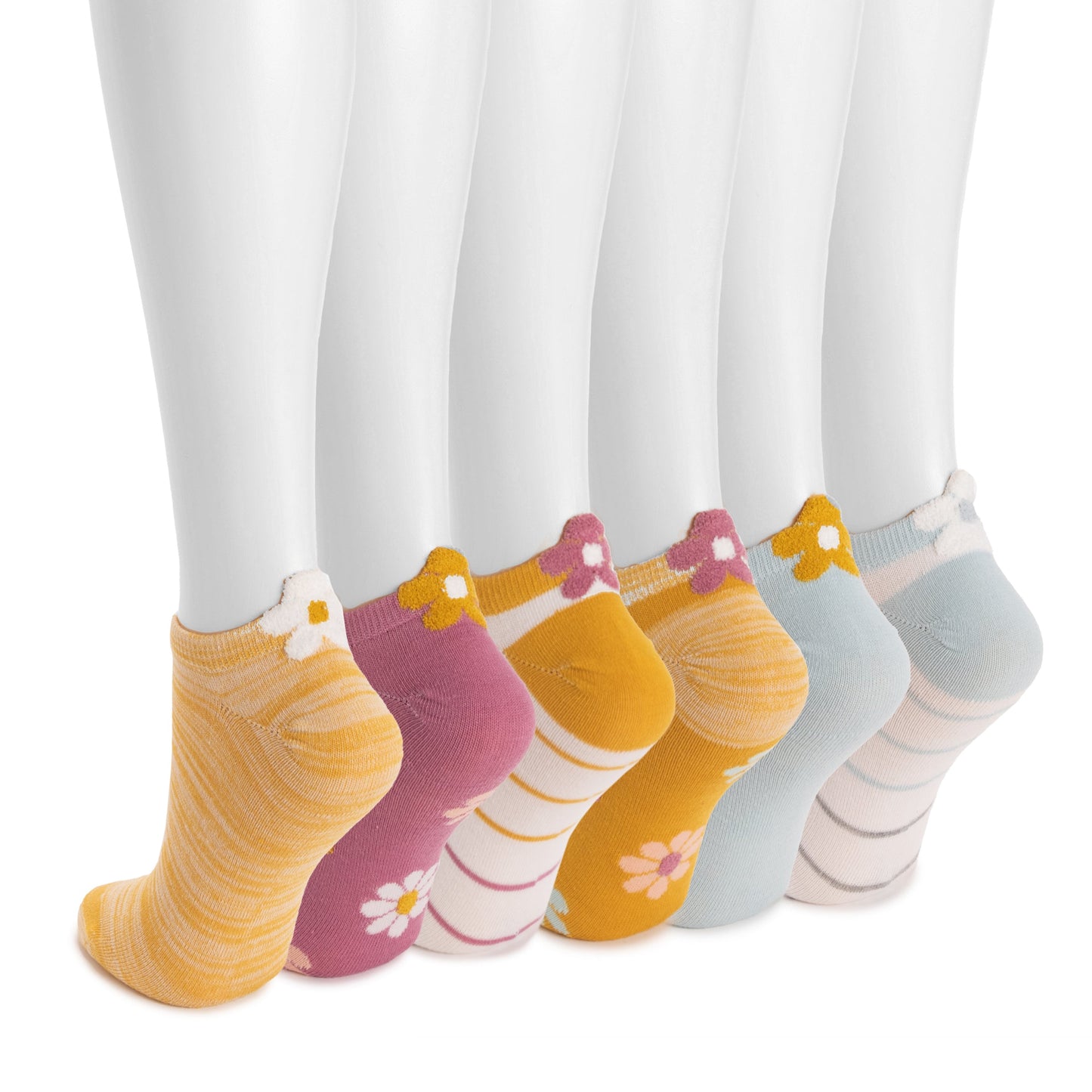 Muk Luks 6 Pack 3D Tab Low-Cut Ankle Socks