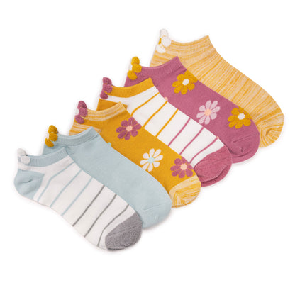 Muk Luks 6 Pack 3D Tab Low-Cut Ankle Socks
