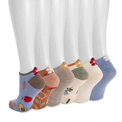 Muk Luks 6 Pack 3D Tab Low-Cut Ankle Socks