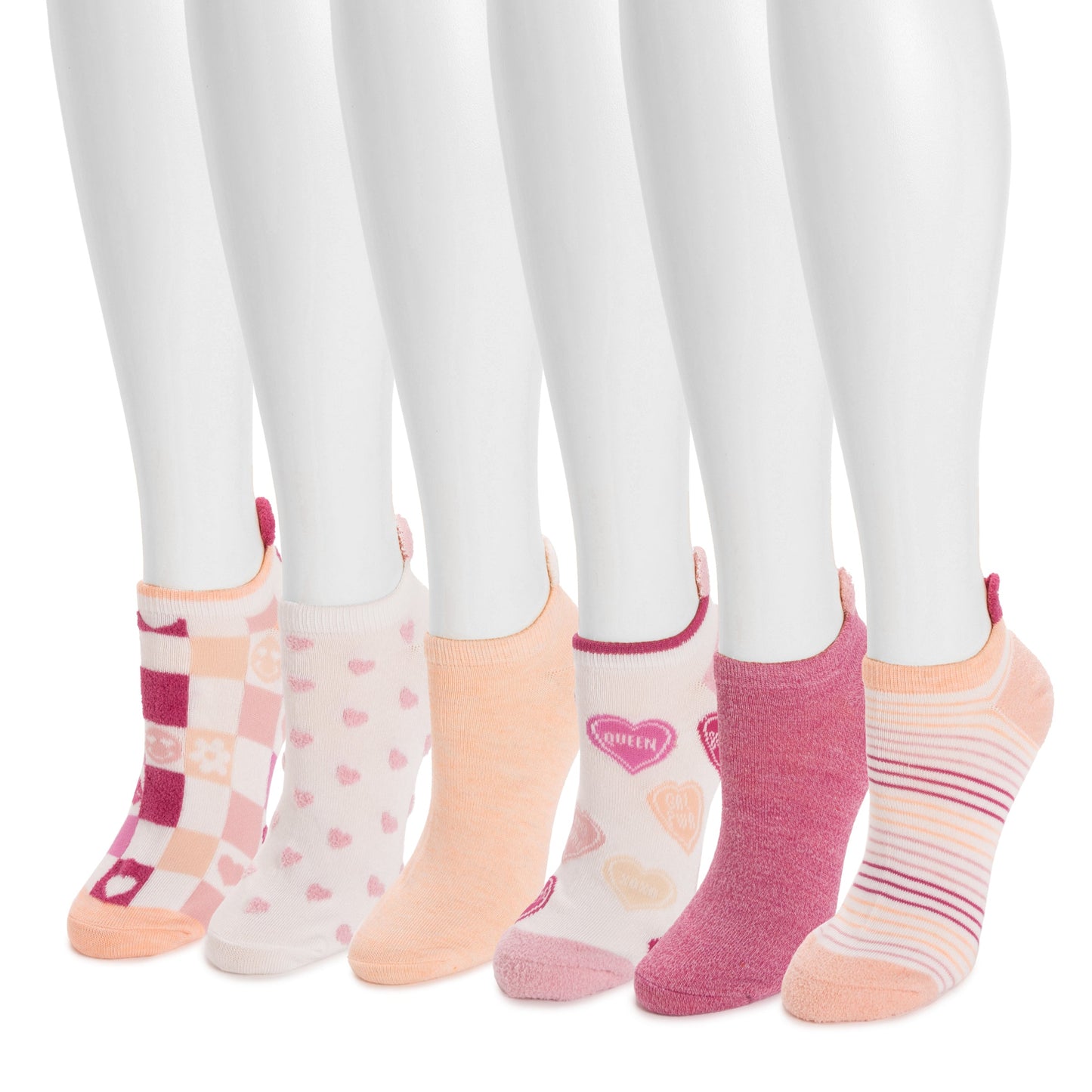 Muk Luks 6 Pack 3D Tab Low-Cut Ankle Socks
