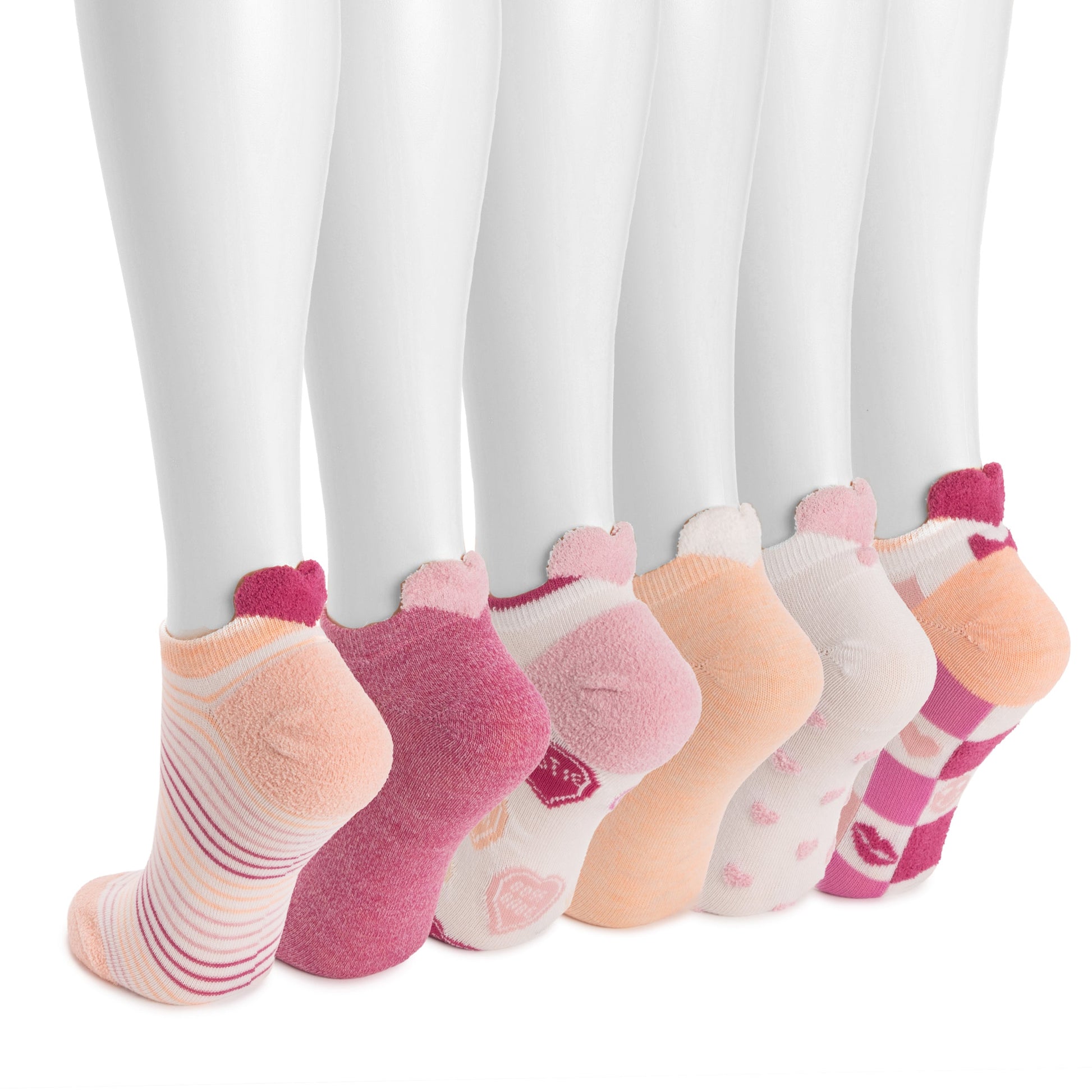 Muk Luks 6 Pack 3D Tab Low-Cut Ankle Socks