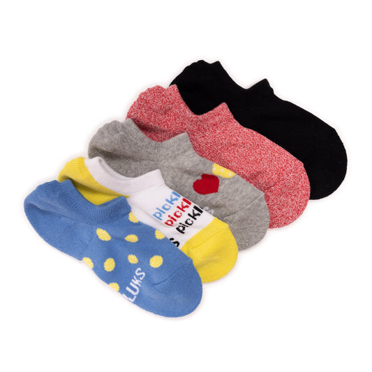 Muk Luks 5 Pack Pickleball No Show Socks Bright