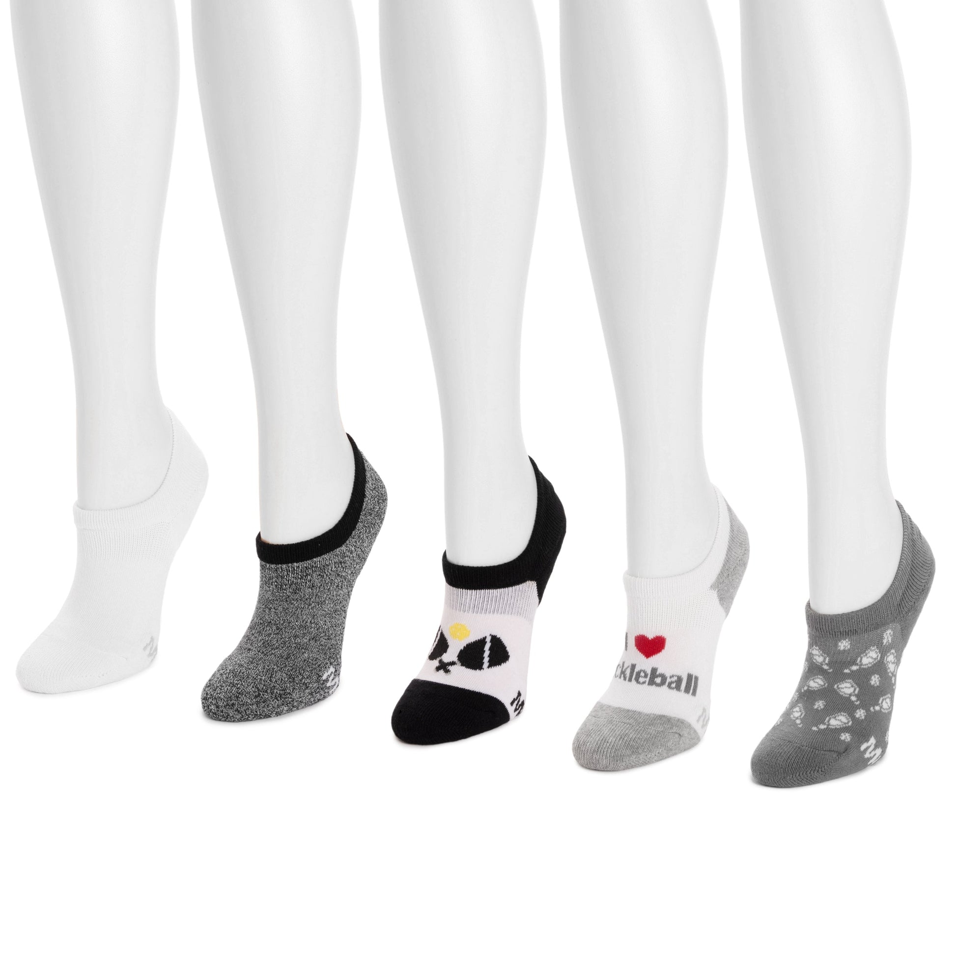 Muk Luks 5 Pack Pickleball No Show Socks Bright