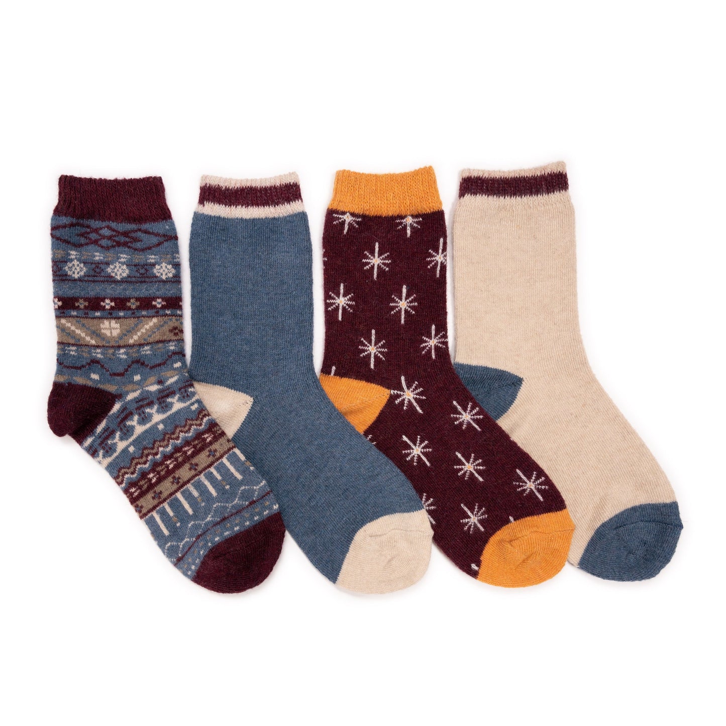 Muk Luks 4 Pair Pack Patterned Crew Boot Socks