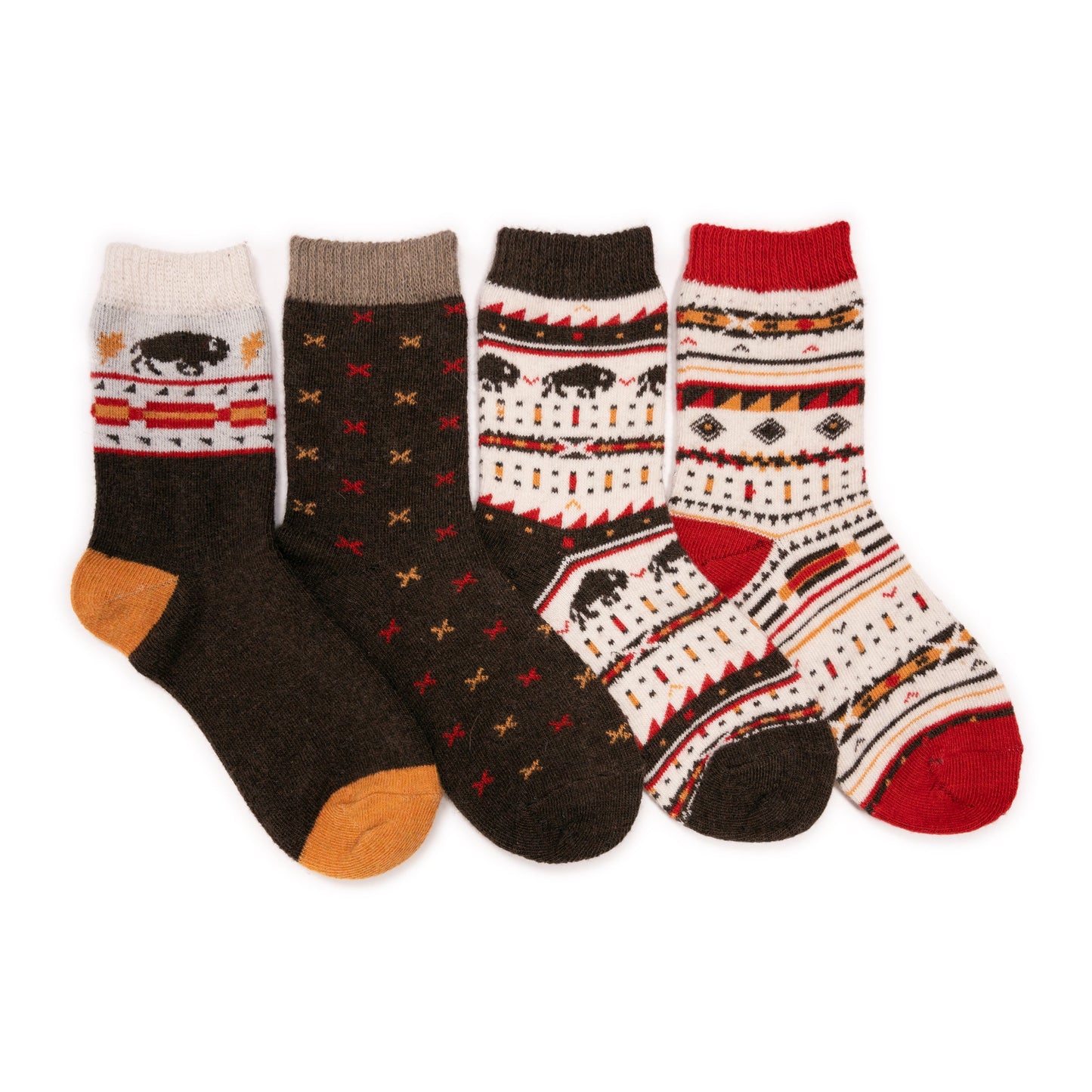 Muk Luks 4 Pair Pack Patterned Crew Boot Socks