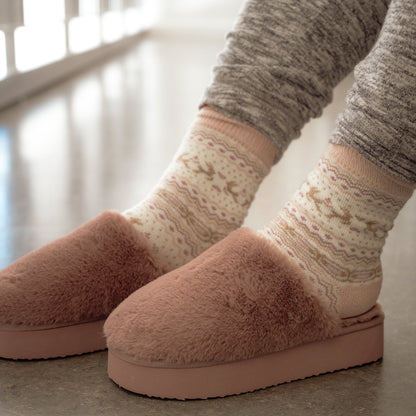 Muk Luks 4 Pair Pack Patterned Crew Boot Socks