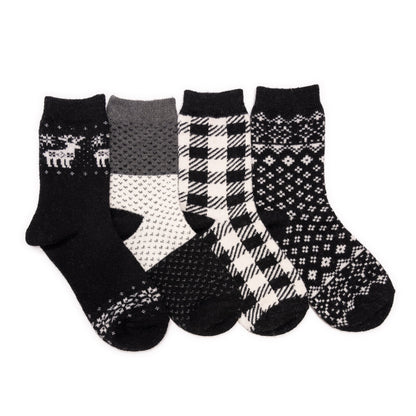 Muk Luks 4 Pair Pack Patterned Crew Boot Socks