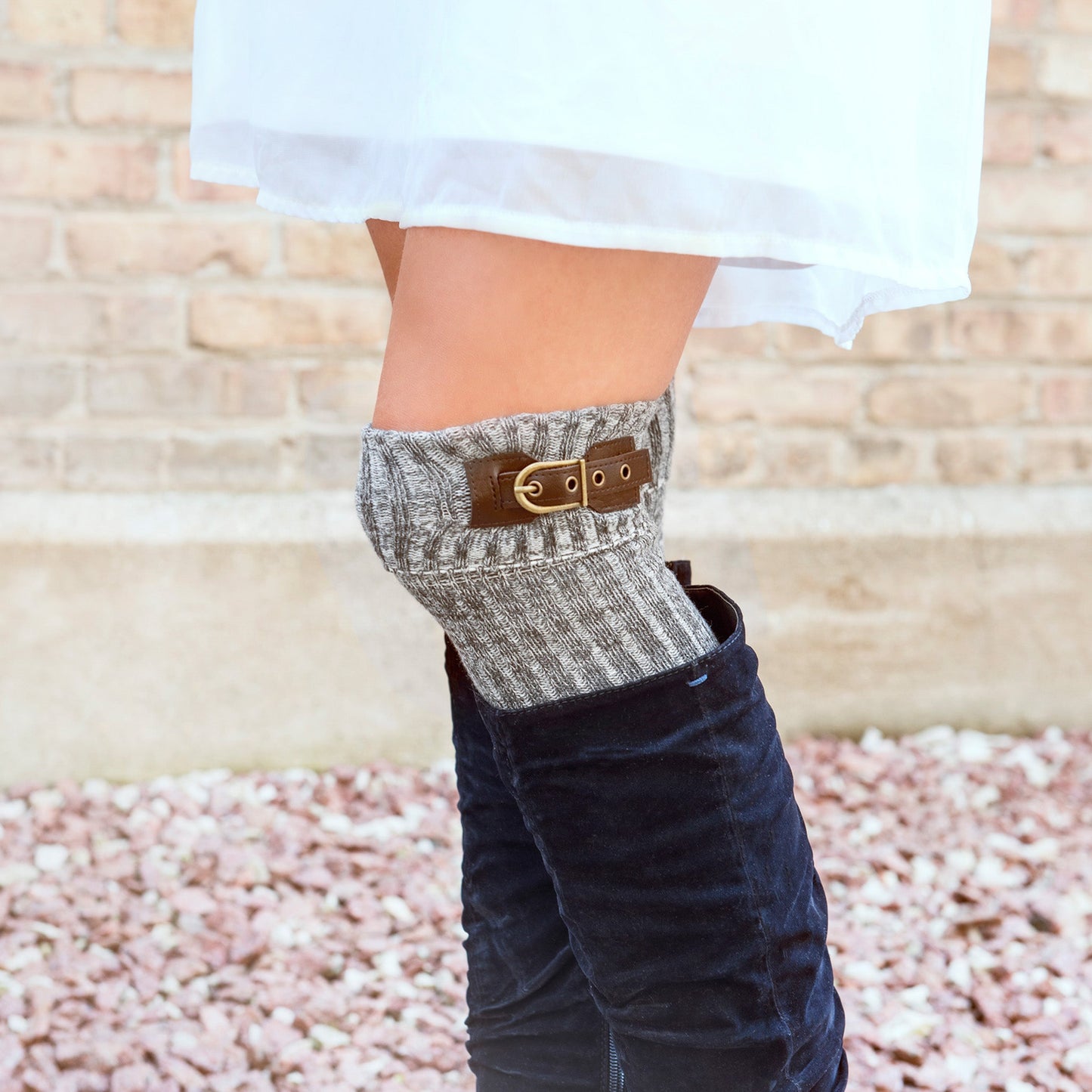Muk Luks 3 Pair Buckle Cuff Over the Knee Socks