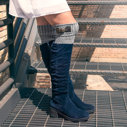 Muk Luks 3 Pair Buckle Cuff Over the Knee Socks