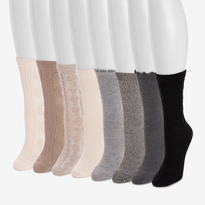 Muk Luks Luxe 8 Pair Pack Whisper Soft Crew Socks