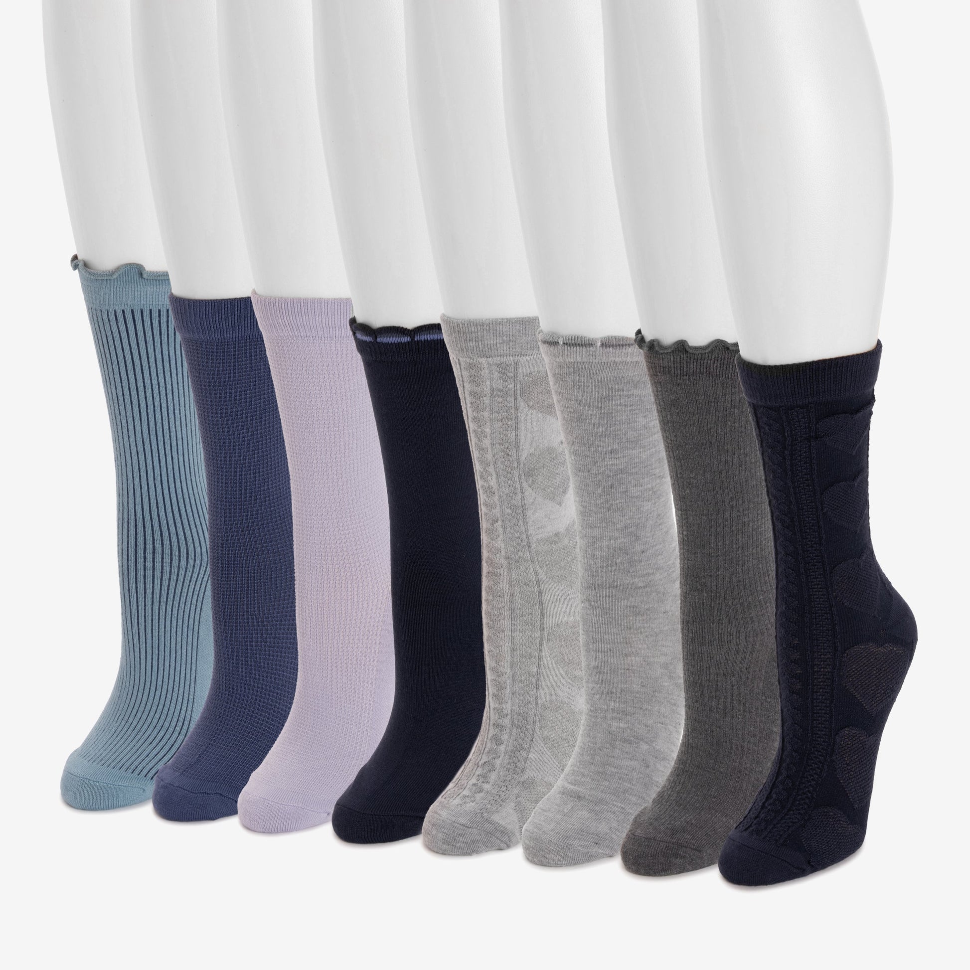 Muk Luks Luxe 8 Pair Pack Whisper Soft Crew Socks