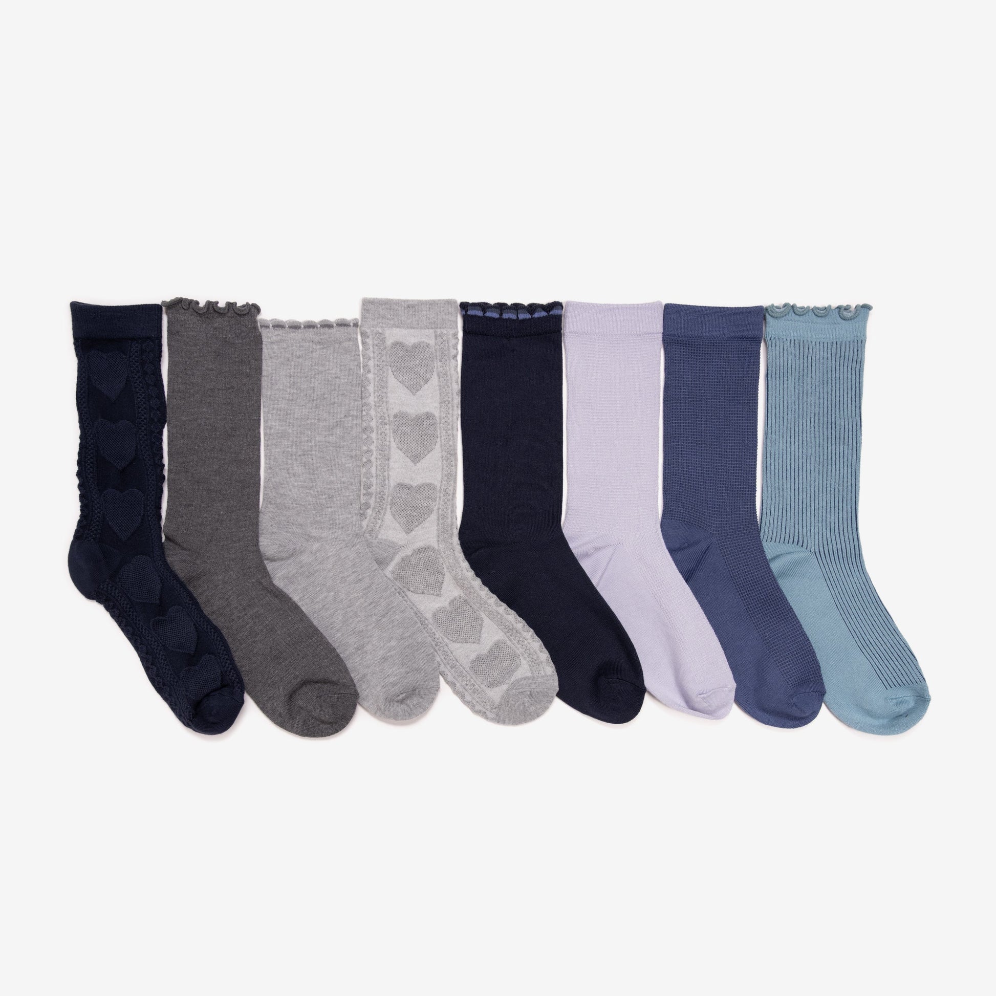 Muk Luks Luxe 8 Pair Pack Whisper Soft Crew Socks