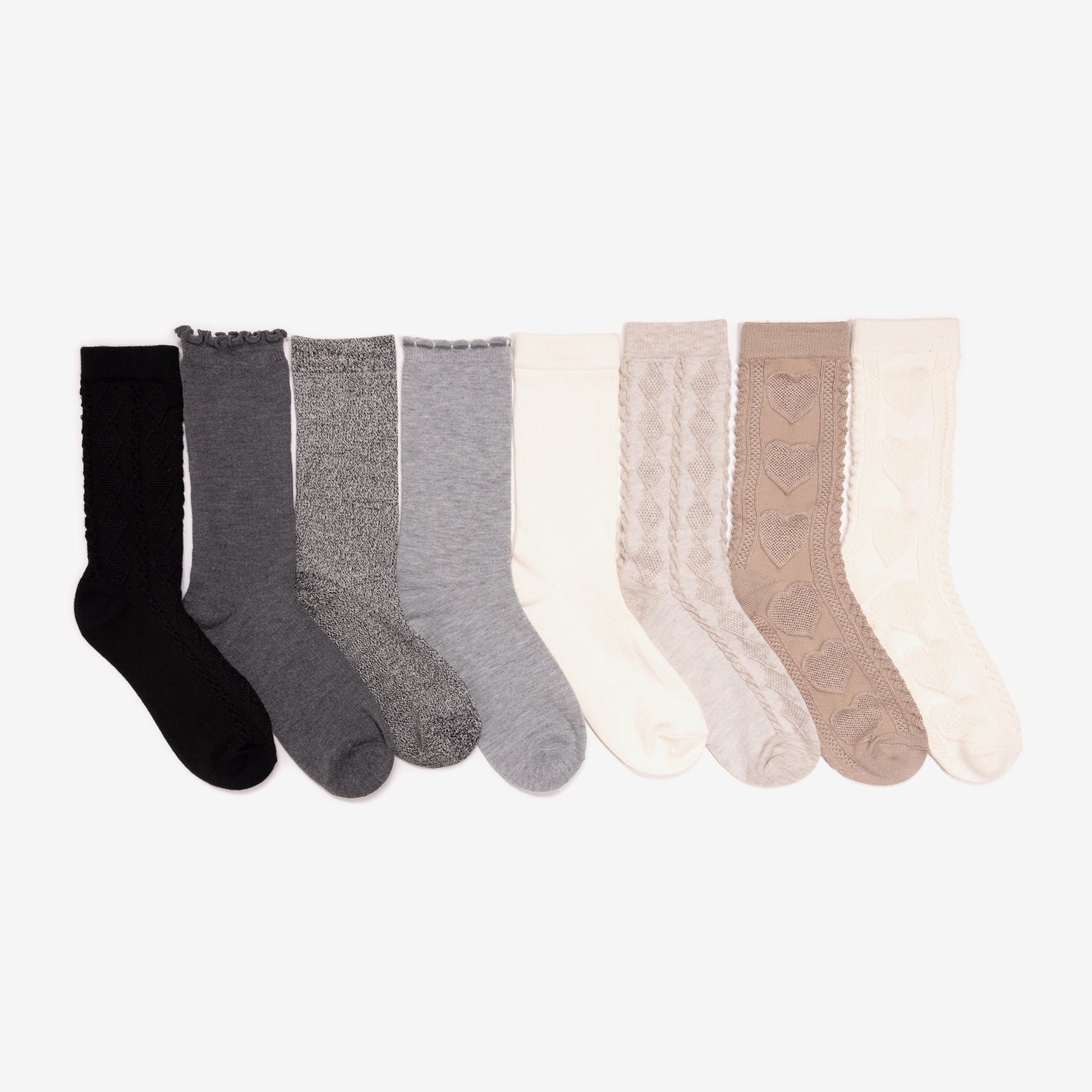 Grey-Black-Neutrals,One Size (6-11)