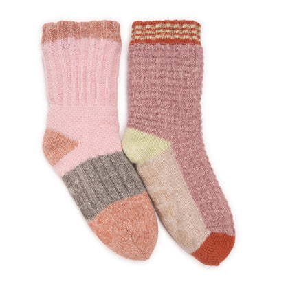 Muk Luks 2 Pair Pack Cozy Sherpa Lined Cabin Sock Ebony/Ivory