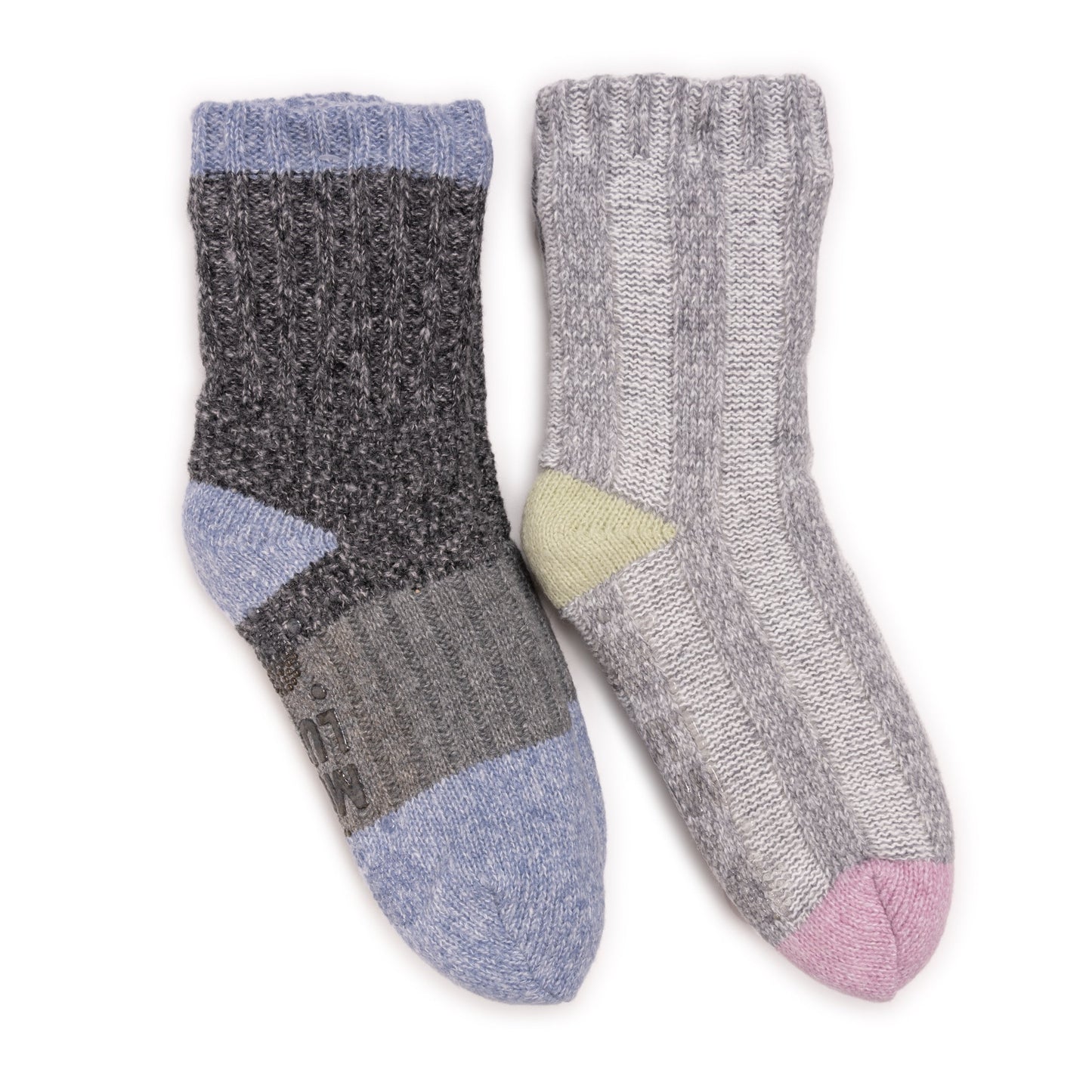 Muk Luks 2 Pair Pack Cozy Sherpa Lined Cabin Sock Ebony/Ivory