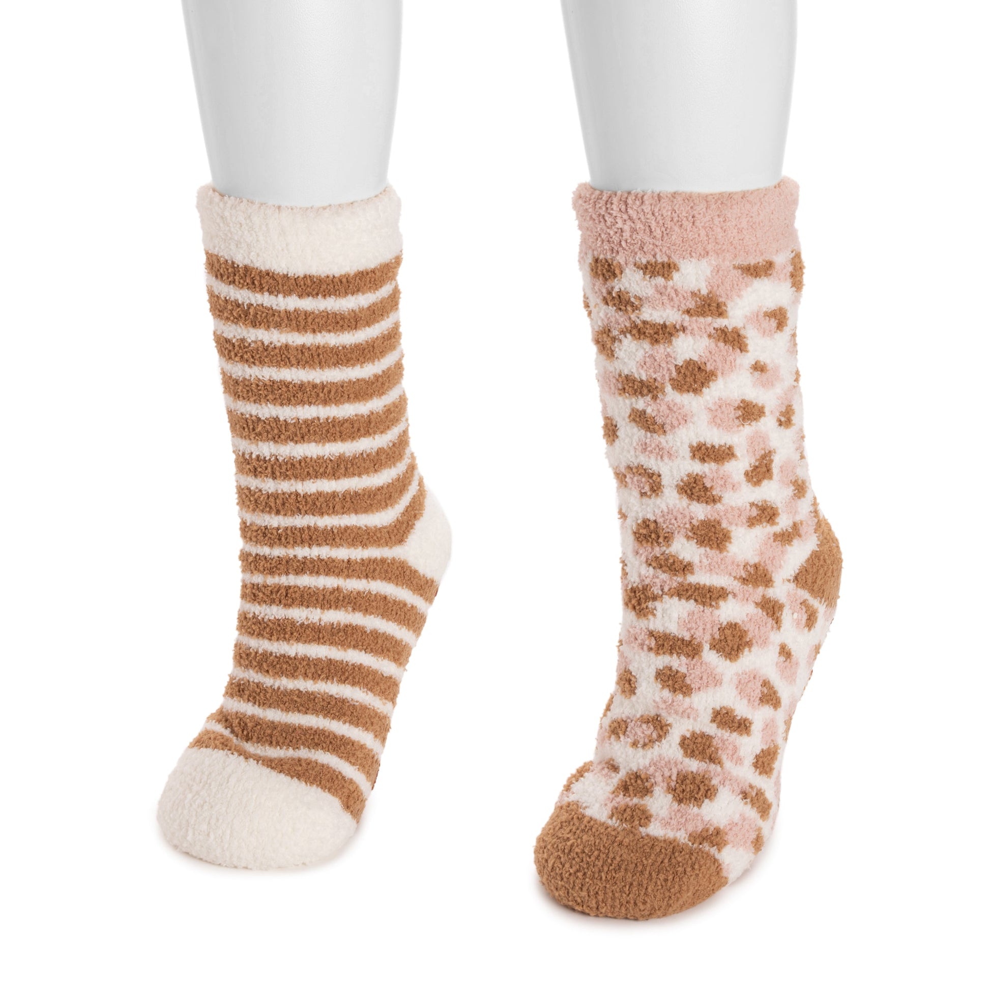Muk Luks 2 Pair Pack Cozy Sherpa Lined Cabin Sock Ebony/Ivory