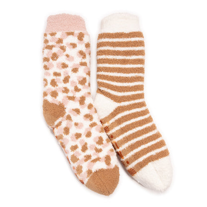 Muk Luks 2 Pair Pack Cozy Sherpa Lined Cabin Sock Ebony/Ivory