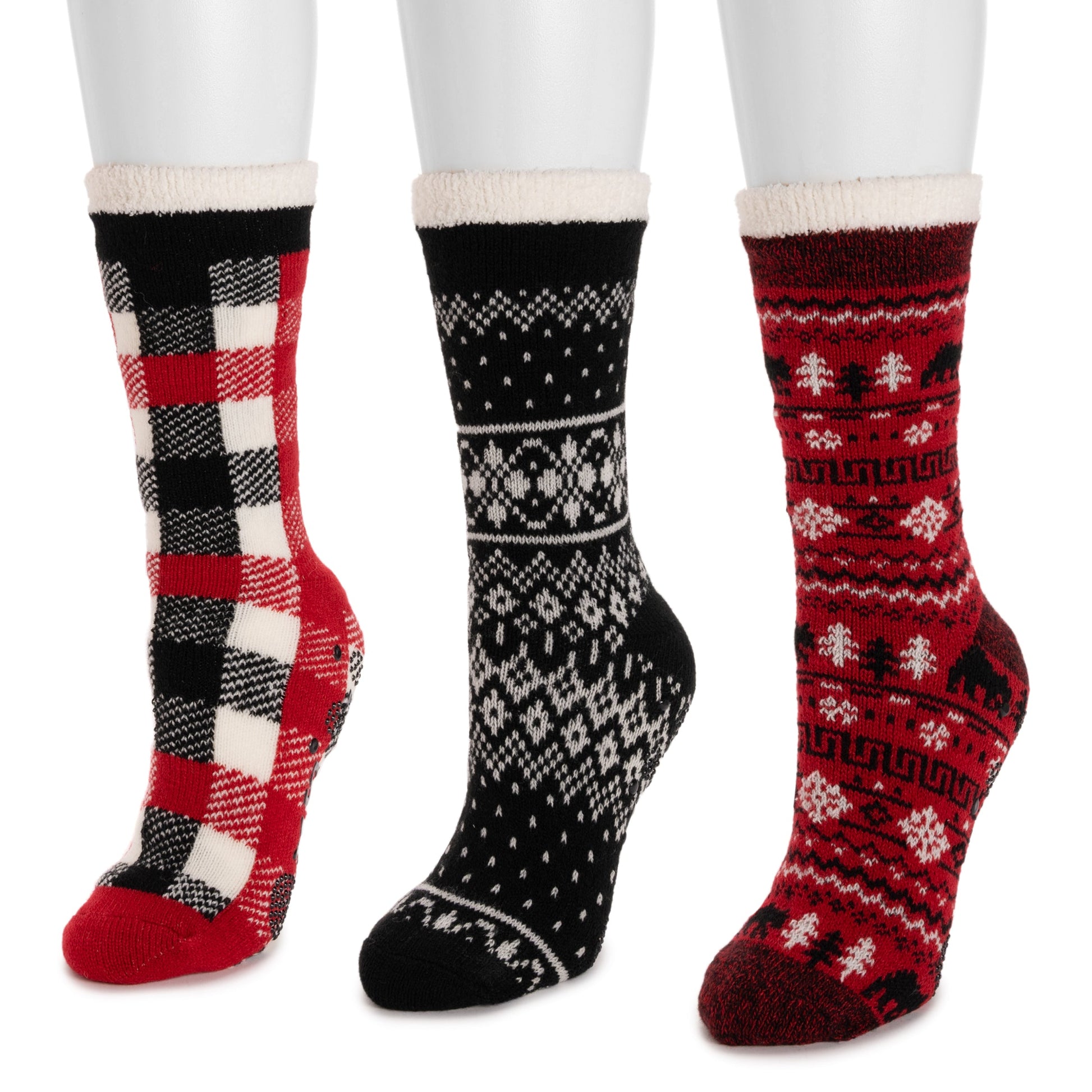 Muk Luks Tall Cozy Lined Lounge Sock 3 Pack