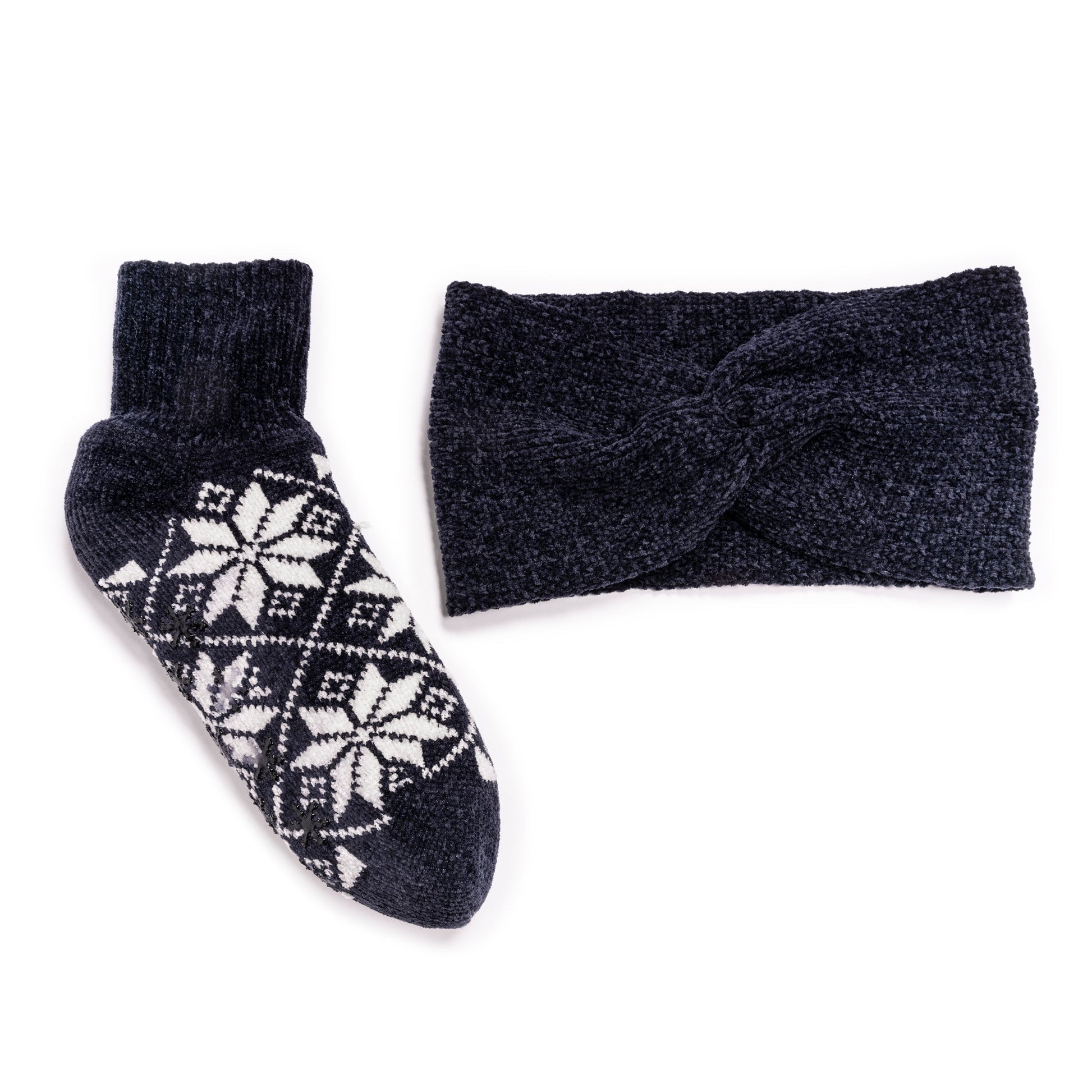 Muk Luks Chenille Cabin Sock and Headband Set