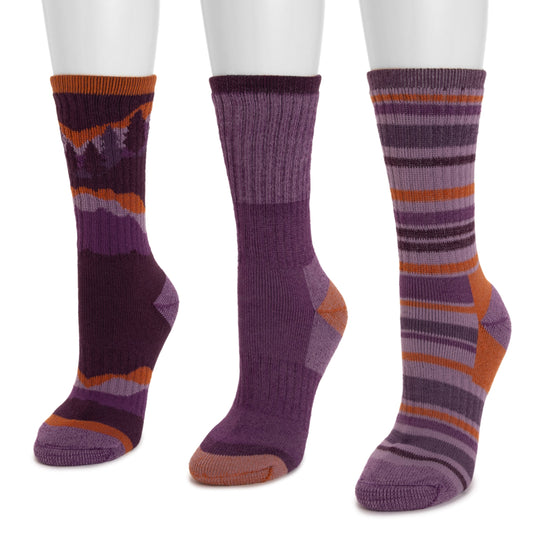 Muk Luks 3 Pair Pack Heat Retainer Hiking Socks