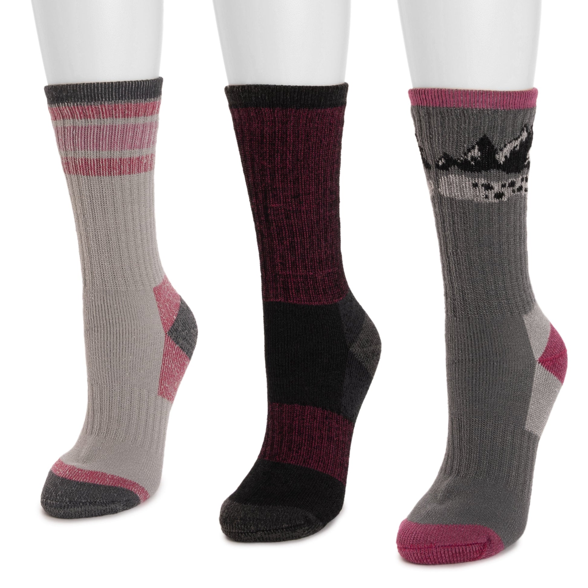 Muk Luks 3 Pair Pack Heat Retainer Hiking Socks