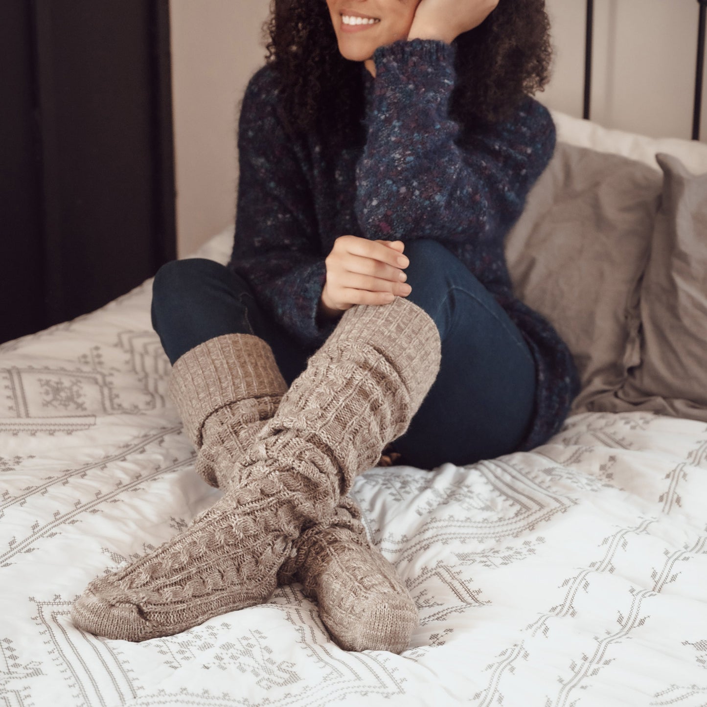 Muk Luks Chunky Cable Knit Over the Knee Socks