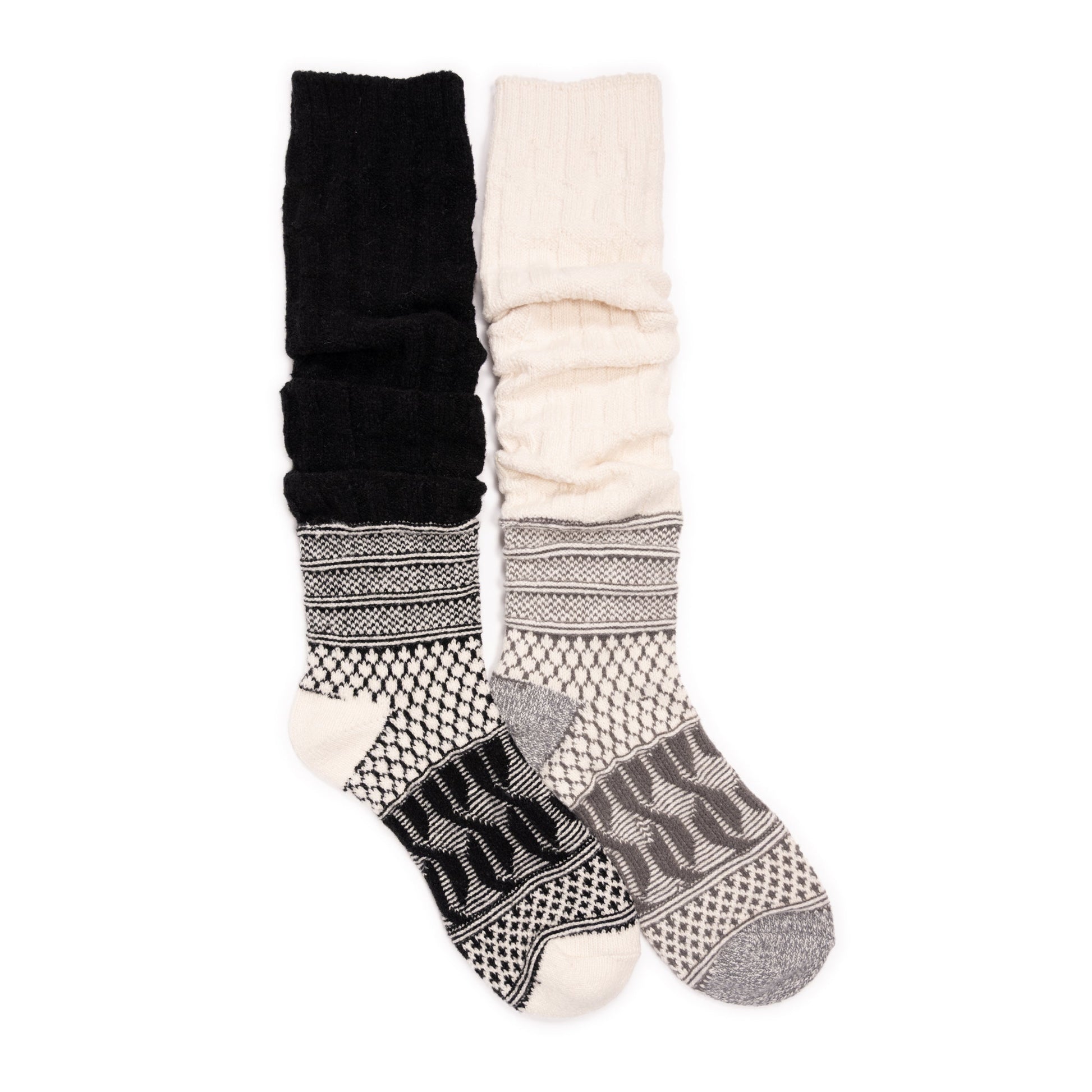 Muk Luks Patchwork Texture Over-The-Knee Slouch Socks 2 Pack