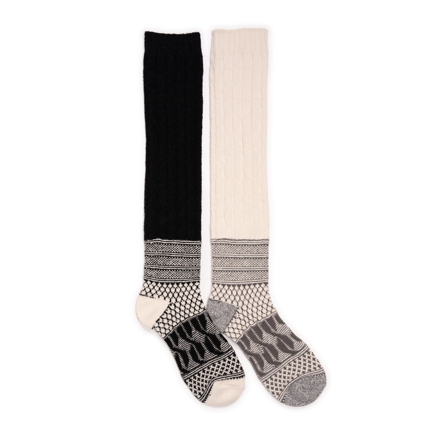 Muk Luks Patchwork Texture Over-The-Knee Slouch Socks 2 Pack