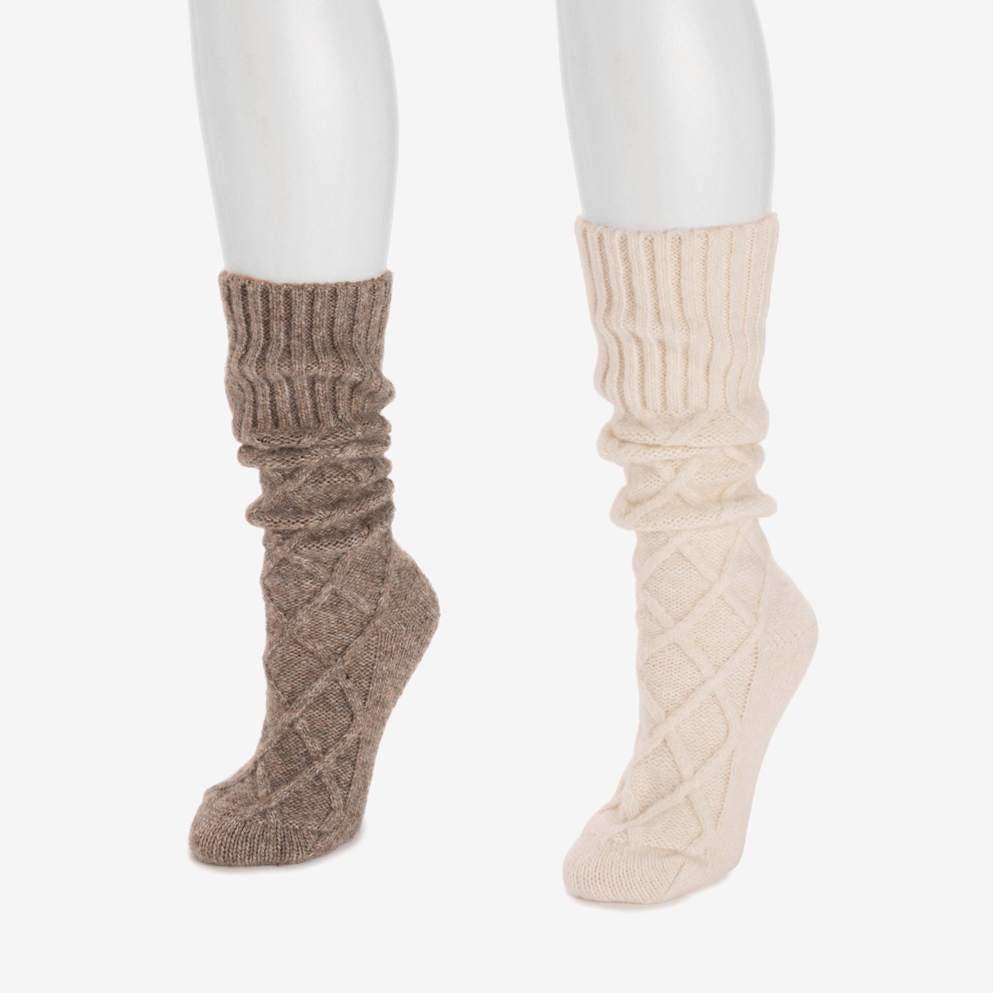 Muk Luks Luxe Tall Cabled Sweater Sock 2 Pack