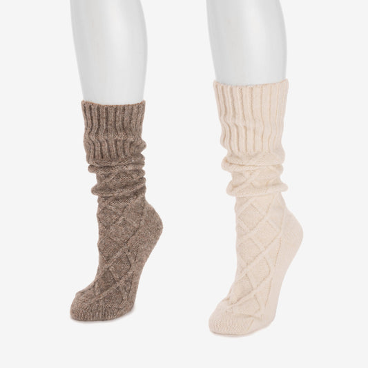 Muk Luks Luxe Tall Cabled Sweater Sock 2 Pack