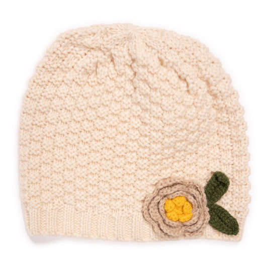 Muk Luks Beanie with Crochet Flower