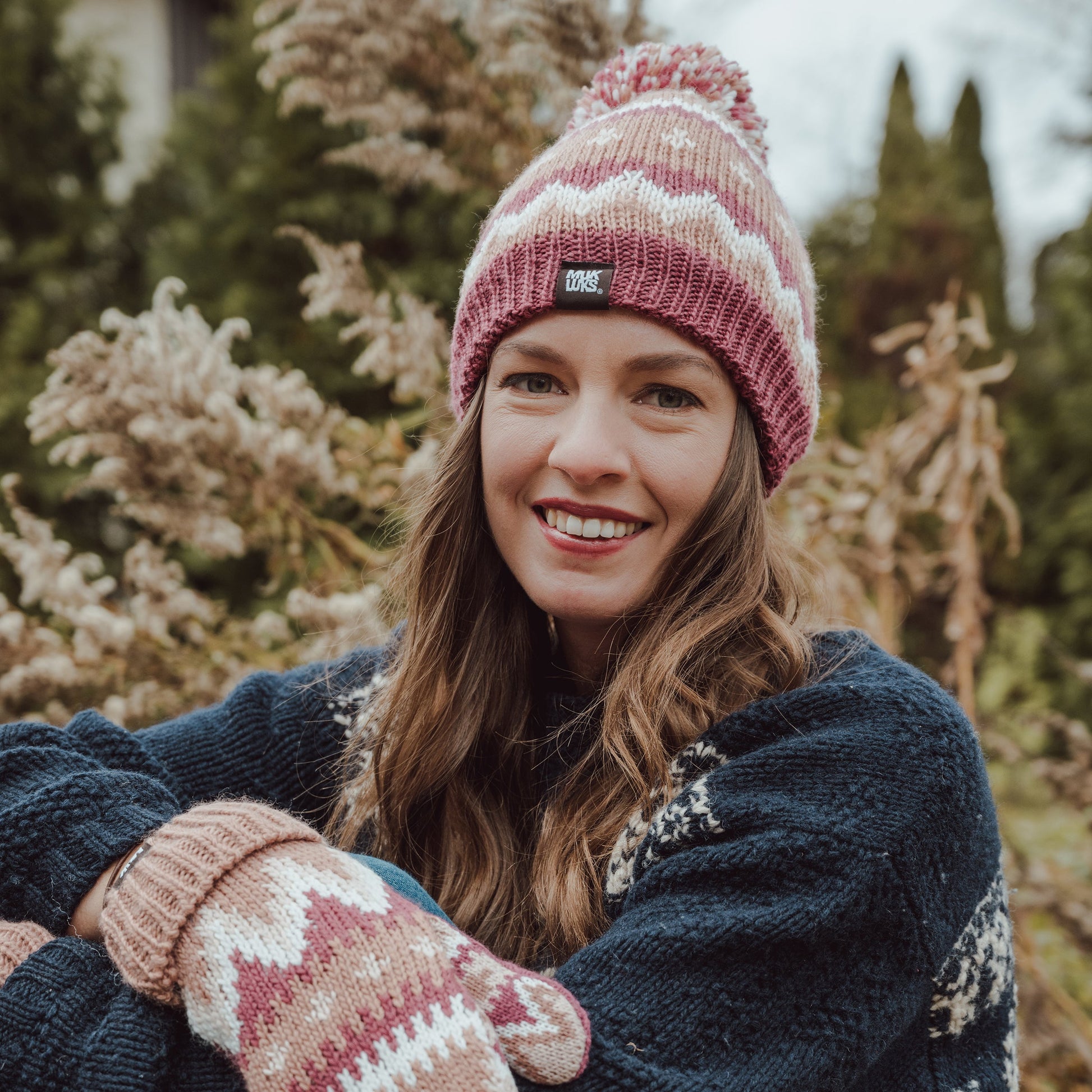 Muk Luks Cuff Knit Beanie Canyon Rose