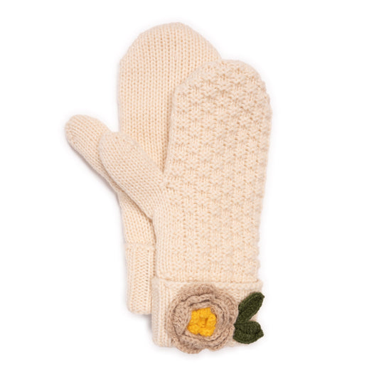 Muk Luks Mitten with Crochet Flower