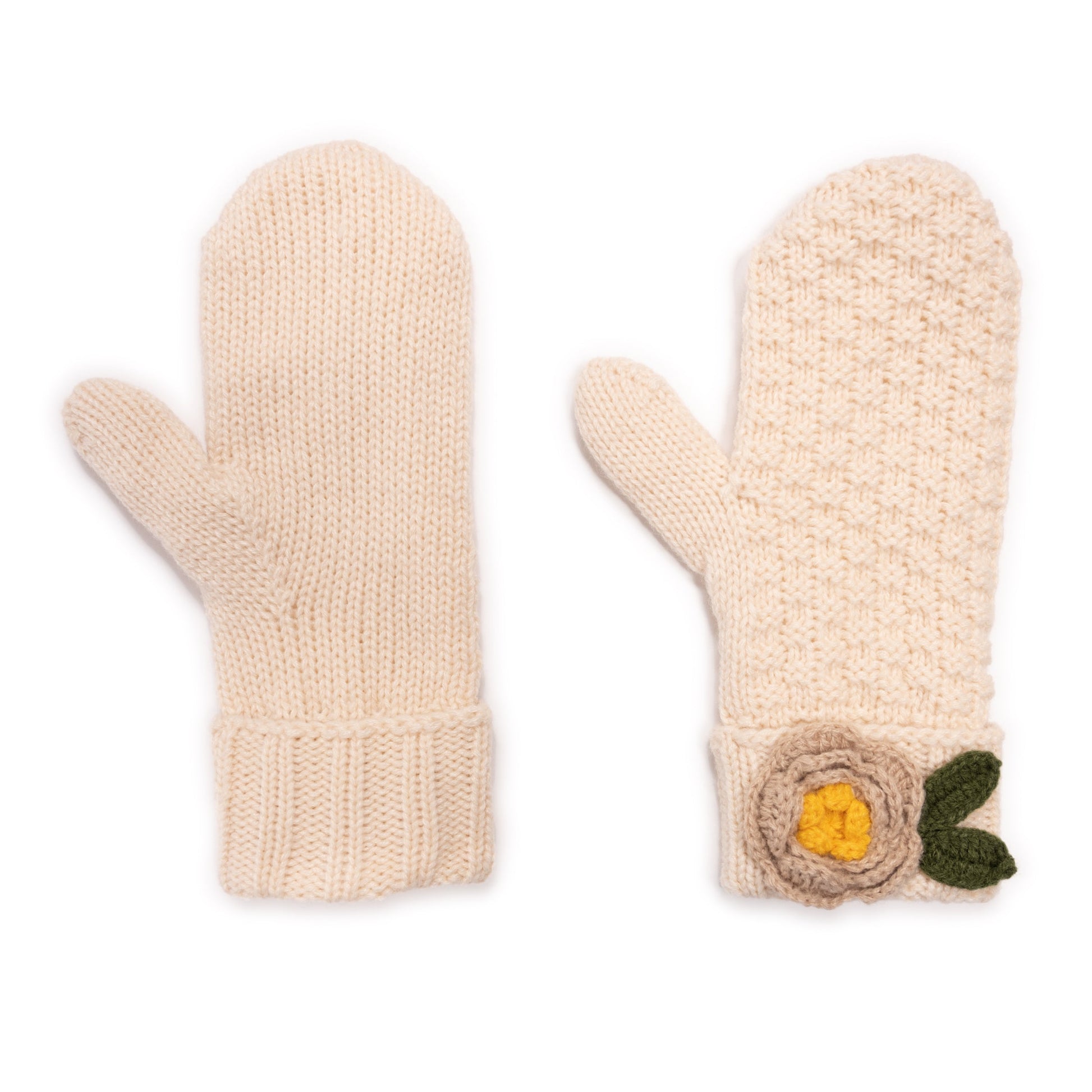 Muk Luks Mitten with Crochet Flower