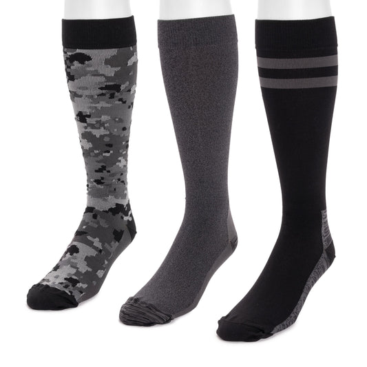 Muk Luks 3 Pack Nylon Compression Knee-High Socks Black