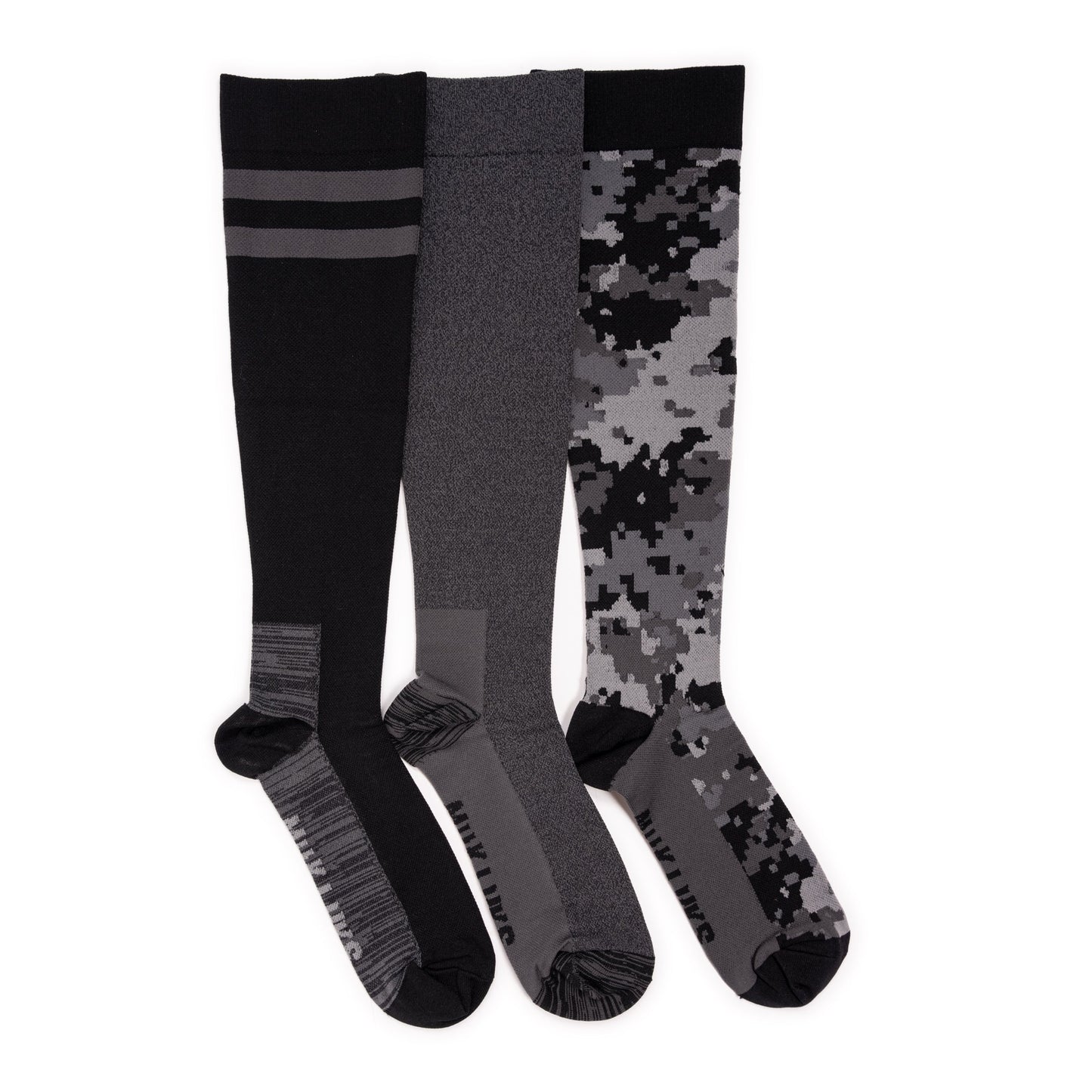Muk Luks 3 Pack Nylon Compression Knee-High Socks Black