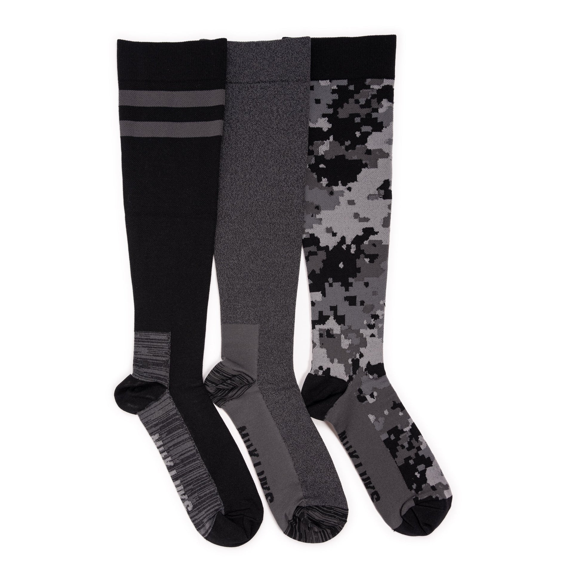 Muk Luks 3 Pack Nylon Compression Knee-High Socks Black