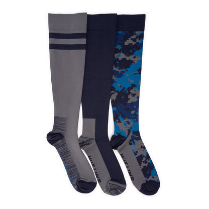 Muk Luks 3 Pack Nylon Compression Knee-High Socks Black