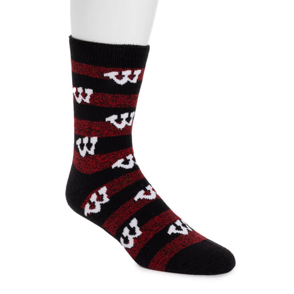 Muk Luks Wisconsin Badgers GameDay Unisex Terry Loop Sock